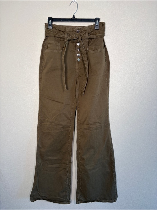 Veronica Beard Pants - Veronica Beard Button Fly Flare Tie Waist Pants in Green - 29 / 8